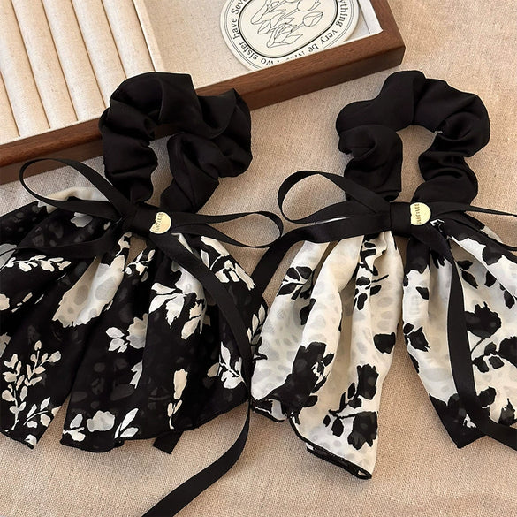 Vintage Printed Hair Rope Ribbon For Women Handmade Fabric