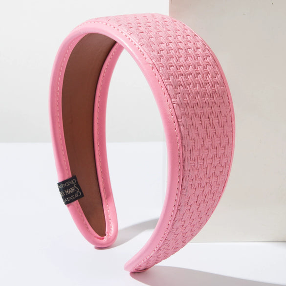 Vintage Pu Leather Geometric Woven Widebrimmed Women's Hair Hoop Hair Accessories
