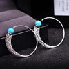 Vintage Punk Women's Alloy Earrings With Turquoise And Geometric Pattern And Electroplating Treatment
