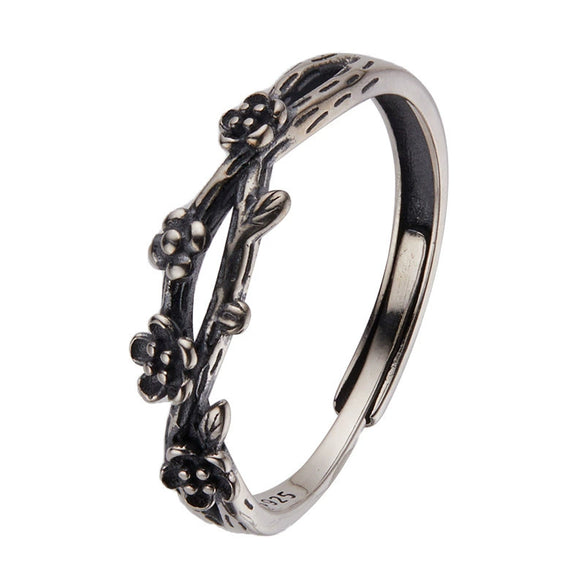 Vintage S925 Silver Crystal Ring With Threedimensional Carved Flower Design For Men And Women