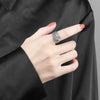 Vintage Silver Open Ring With Angel Wings Geometric Design Electroplated Adjustable Unisex Jewelry