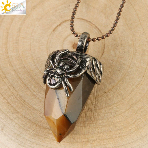 Vintage Silver Tone Crystal Spider Pendant Necklace Minimalist Insect Jewelry With Tapered Pendant On Ball Chain