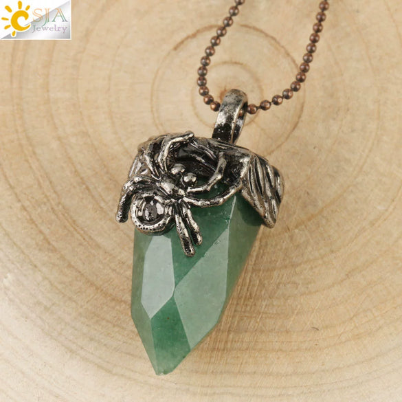 Vintage Silver Tone Crystal Spider Pendant Necklace Minimalist Insect Jewelry With Tapered Pendant On Ball Chain