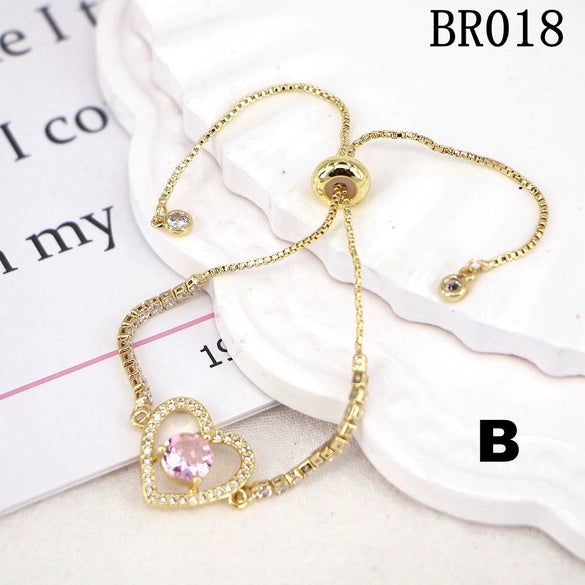 Vintage Simple Heartshaped Copper Women's Electroplated Bracelet