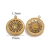 Vintage Simple Stainless Steel Turquoise Inlay Hollow Round Pendant Necklace Earrings