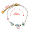 Vintage Small Fresh Daisy Flower Stainless Steel Woven Crystal Chain Electroplated Bracelet Necklace