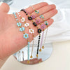 Vintage Small Fresh Daisy Flower Stainless Steel Woven Crystal Chain Electroplated Bracelet Necklace