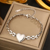 Vintage Small Fresh Style Stainless Steel Bracelet With Love Butterfly And Geometric Heart Shapes Electroplated