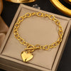 Vintage Small Fresh Style Stainless Steel Bracelet With Love Butterfly And Geometric Heart Shapes Electroplated