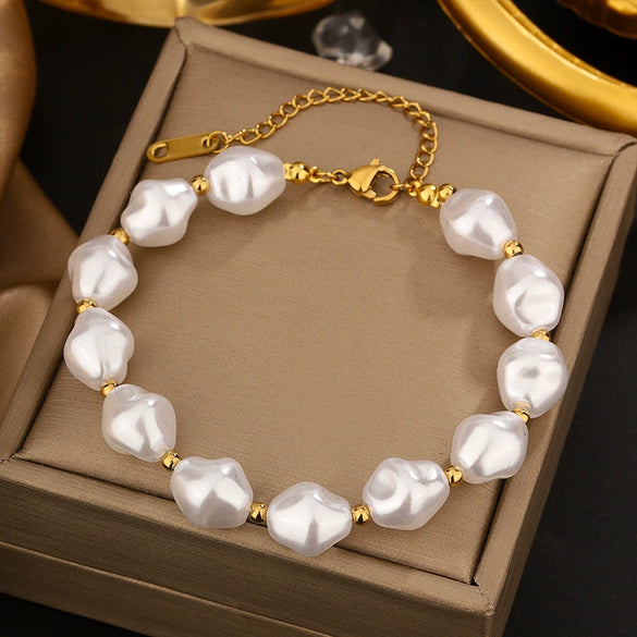 Vintage Small Fresh Style Stainless Steel Bracelet With Love Butterfly And Geometric Heart Shapes Electroplated