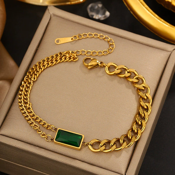 Vintage Small Fresh Style Stainless Steel Bracelet With Love Butterfly And Geometric Heart Shapes Electroplated