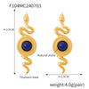 Vintage Snakeshaped Agate Earrings For Women Exotic Niche Design Titanium Steel With Goldplated Electroplating Animal Pattern