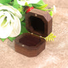 Vintage Solid Black Walnut Wood Jewelry Ring Box With Flannel Lining Square Carved Wooden Proposal Box For Women
