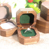 Vintage Solid Black Walnut Wood Jewelry Ring Box With Flannel Lining Square Carved Wooden Proposal Box For Women