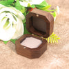 Vintage Solid Black Walnut Wood Jewelry Ring Box With Flannel Lining Square Carved Wooden Proposal Box For Women