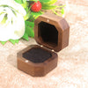 Vintage Solid Black Walnut Wood Jewelry Ring Box With Flannel Lining Square Carved Wooden Proposal Box For Women