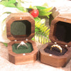 Vintage Solid Black Walnut Wood Jewelry Ring Box With Flannel Lining Square Carved Wooden Proposal Box For Women