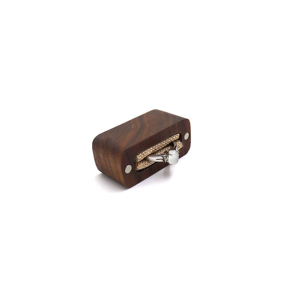 Vintage Solid Wood Mini Ring Box With Cotton Linen Lining Carved Wooden Jewelry Storage Case