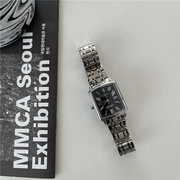 Vintage Square Roman Casual Alloy Band Quartz Couple's Watch