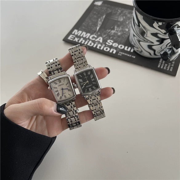 Vintage Square Roman Casual Alloy Band Quartz Couple's Watch