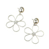 Vintage Stainless Steel And 18K Earrings With Hollow Flower Pearl Pendant And Electroplating Treatment