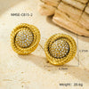 Vintage Stainless Steel Circle Earrings Wrapped With Zircon For Women Electroplated