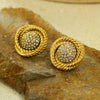 Vintage Stainless Steel Circle Earrings Wrapped With Zircon For Women Electroplated