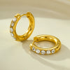 Vintage Stainless Steel Earrings Inlaid With Zircons Electroplated 18K Gold