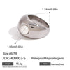 Vintage Stainless Steel Exaggerated Pearl Geometric Ring With Electroplating For Women