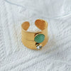 Vintage Stainless Steel Natural Stone Ring And Bracelet With Electroplating