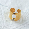 Vintage Stainless Steel Natural Stone Ring And Bracelet With Electroplating