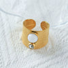 Vintage Stainless Steel Natural Stone Ring And Bracelet With Electroplating