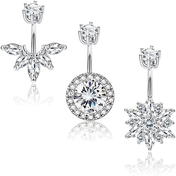 Vintage Stainless Steel Navel Ring Set With The Crown Pattern For Body Piercing