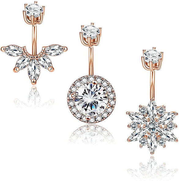 Vintage Stainless Steel Navel Ring Set With The Crown Pattern For Body Piercing