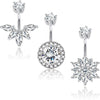 Vintage Stainless Steel Navel Ring Set With The Crown Pattern For Body Piercing