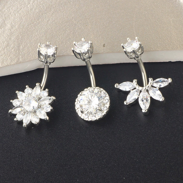 Vintage Stainless Steel Navel Ring Set With The Crown Pattern For Body Piercing