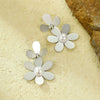 Vintage Stainless Steel Petal Tassel With Pearl Electroplated Women's Earrings