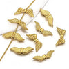 Vintage Stainless Steel Vacuum Gold Plated Wings Perforated Feather Pattern Round Bead Handmade Jewelry Accessories