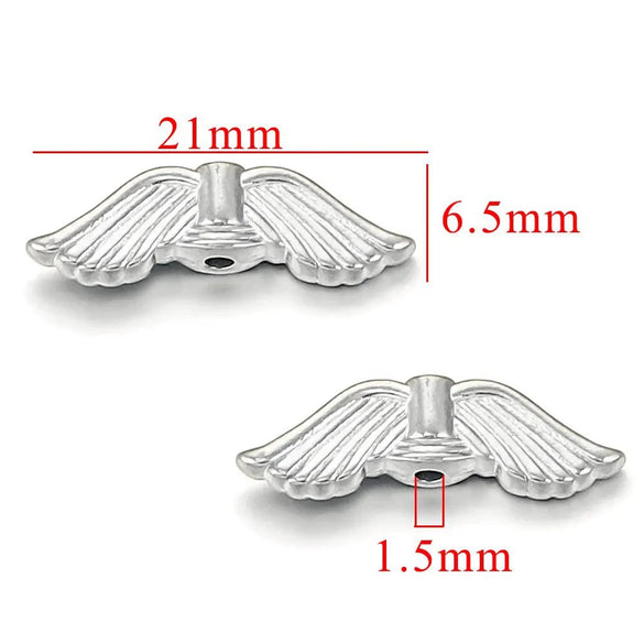 Vintage Stainless Steel Vacuum Gold Plated Wings Perforated Feather Pattern Round Bead Handmade Jewelry Accessories