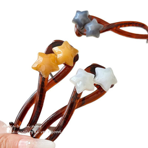 Vintage Star Twist Handmade Women's Hair Clip Mixed Materials Hair Accessory