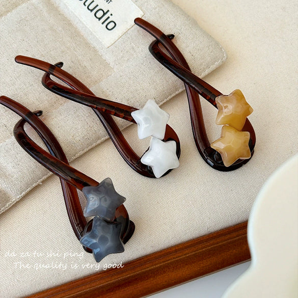 Vintage Star Twist Handmade Women's Hair Clip Mixed Materials Hair Accessory