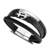 Vintage Style Anchor Pu Leather Alloy Men'S Bangle