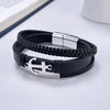 Vintage Style Anchor Pu Leather Alloy Men'S Bangle