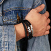 Vintage Style Anchor Pu Leather Alloy Men'S Bangle