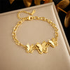 Vintage Style Butterfly 304 Stainless Steel 18K Gold Plated Bracelets In Bulk