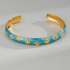 Vintage Style Classic Style Flower 304 Stainless Steel 18K Gold Plated Artificial Crystal Zircon Cuff Bracelets In Bulk