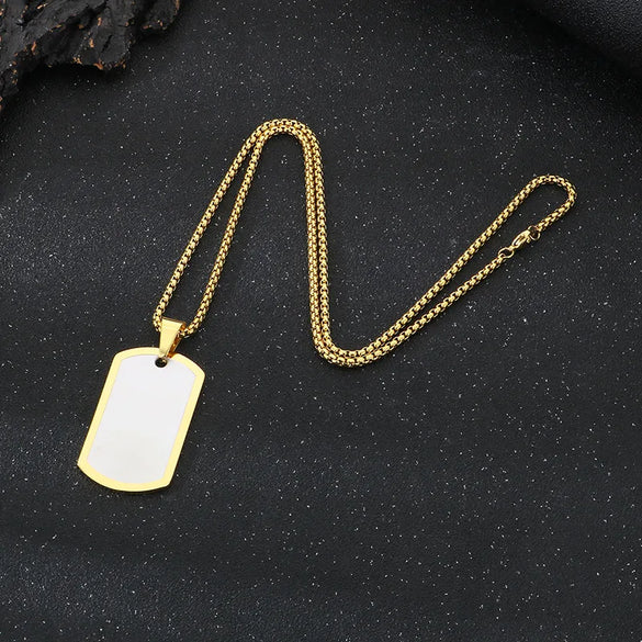 Vintage Style Classic Style Rectangle 304 Stainless Steel 18K Gold Plated Men'S Pendant Necklace Men Pendant Necklaces