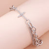 Vintage Style Cross Alloy Steel Inlay Rhinestones Bracelets 1 Piece