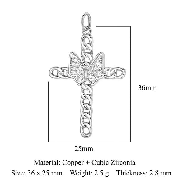 1 Piece Copper Zircon 18K Gold Plated Cross