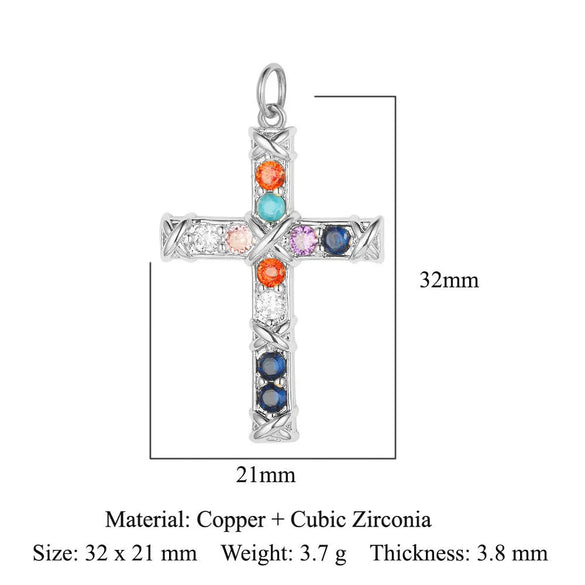 1 Piece Copper Zircon 18K Gold Plated Cross